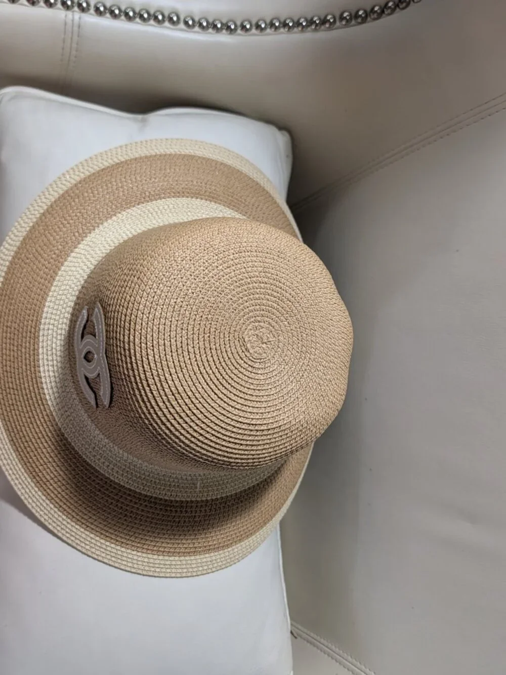 Chanel Straw Hat Gold M Size
